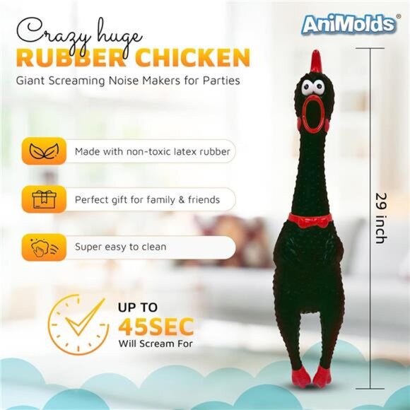 Crazy Huge Rubber Chicken - 29 Inch Giant Screaming Noise Makers for Parties - Picture 6 of 7